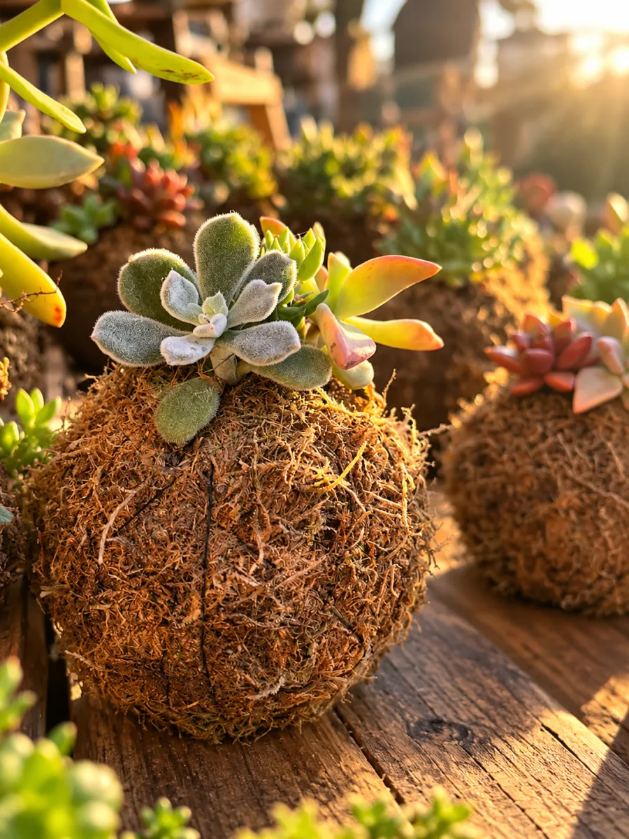 Kokedama con mix suculentas